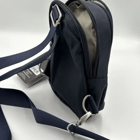 Baggallini Double Zip Mini Sling. Backpack Purse Bag Nylon Blue - Picture 8 of 9